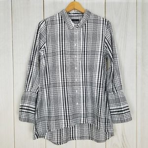 Cotton On Black Plaid Button-down Blouse